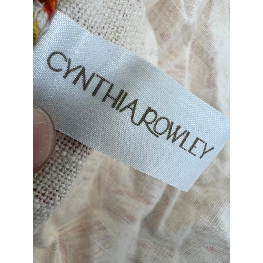 Cynthia Rowley Orange Tan Leaf Print Cotton Bib Apron Crochet Lace Trim NWT